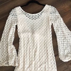 Crochet bell sleeve Scoop back dress